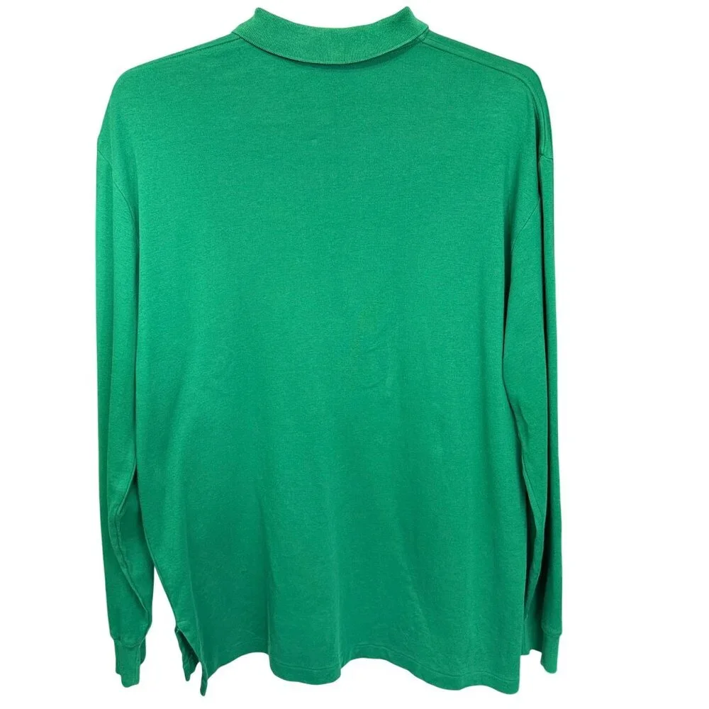 Polo Ralph Lauren Mens XL Long Sleeve Polo Shirt Green Embroidered Logo Cotton